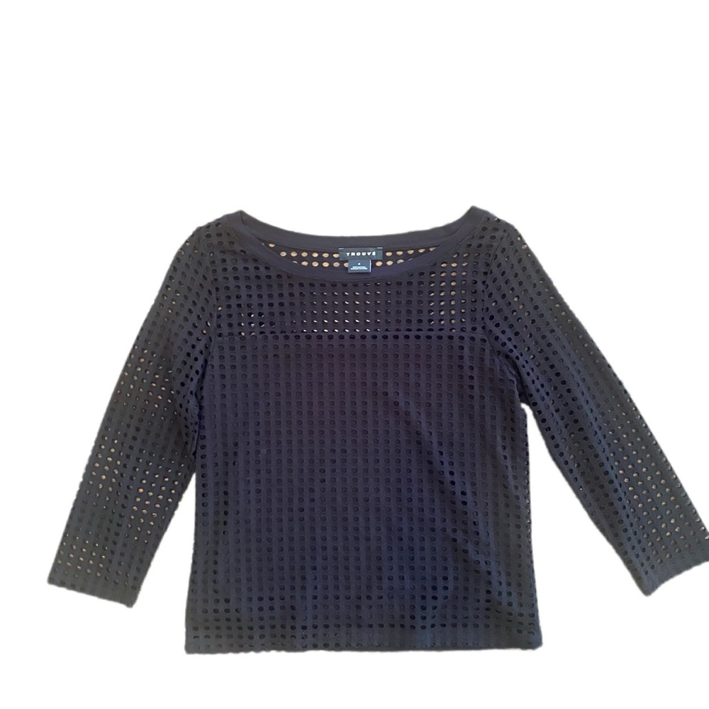 Trouvé Black 3/4 sleeve Top with small cutouts